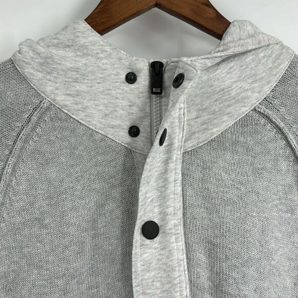 Express Half Zip Button Up Gray Hoodie Sweater Large - Picture 2 of 9